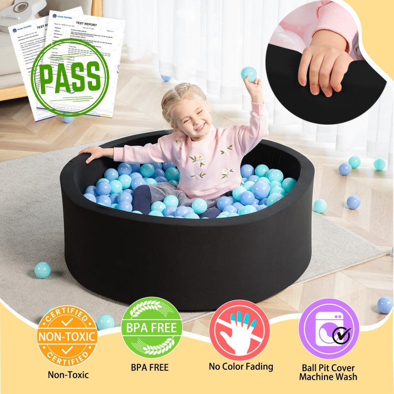 TrendBox Soft Foam Sponge Indoor Round Ball Pit,Ideal for Children - Black - Image 2